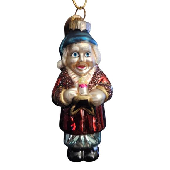 Christopher Radko Glass Ornament Holiday Caroler with Candle 3" Vintage Poland - Picture 1 of 6